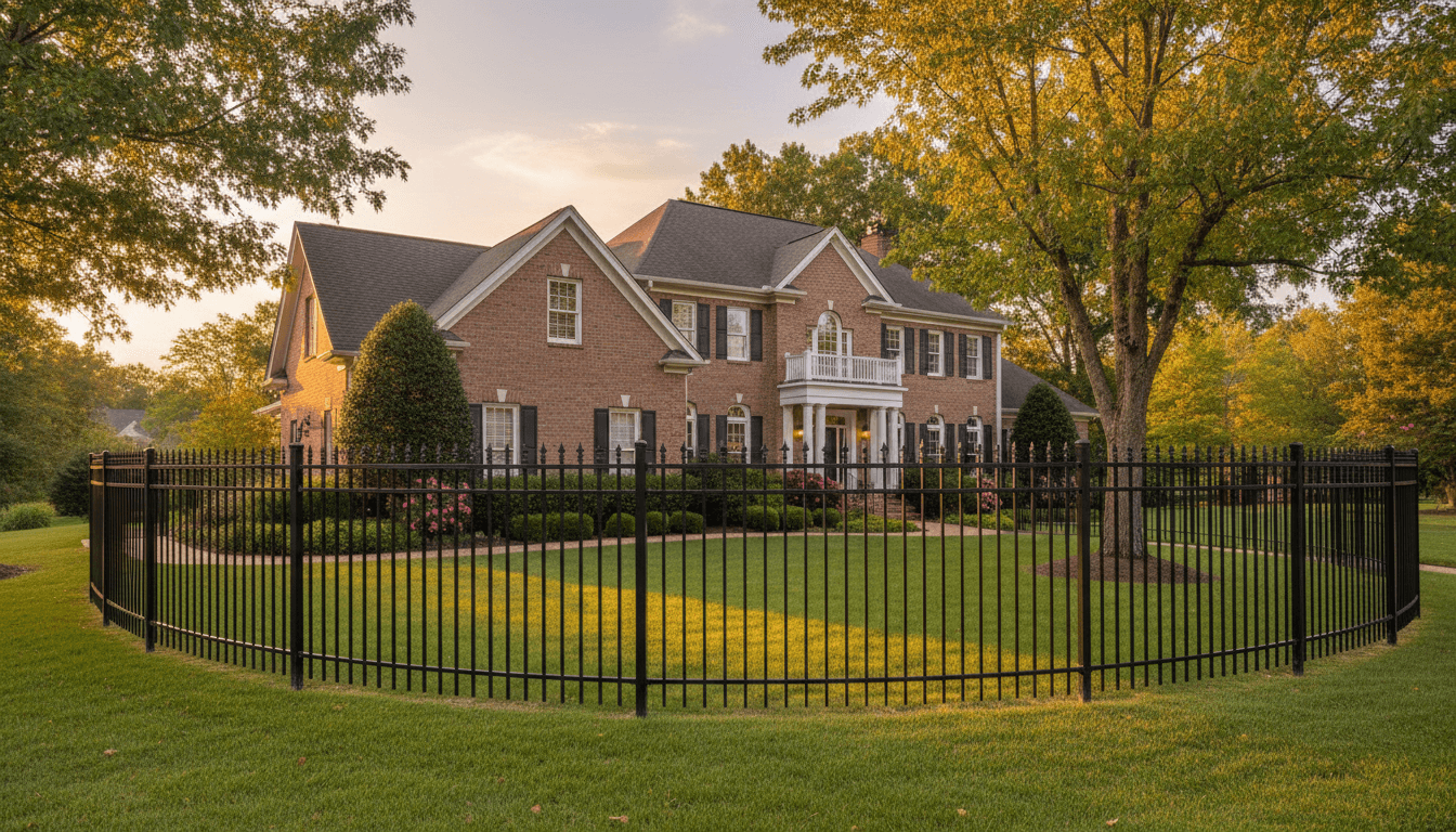 Black aluminum ornamental fence installation in Spring Hill, Tennessee