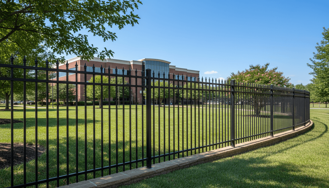Commercial steel fence installation in Spring Hill, Tennessee